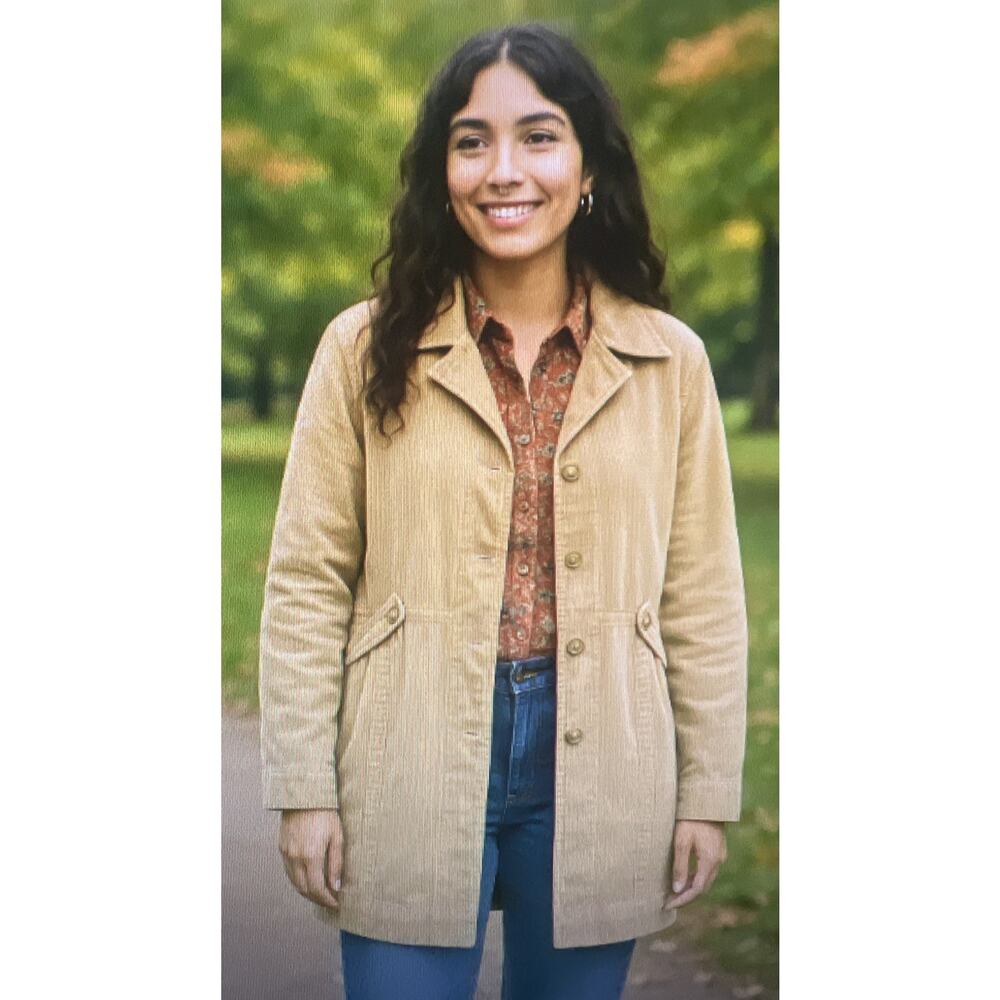 Vintage 70s womens Lee Corduroy Jacket Tan XL blazer coat pockets